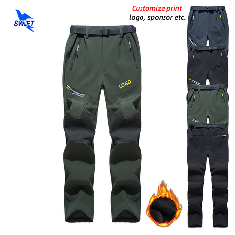 2022 Autumn Men's Warm Fleece Softshell Pants Waterproof Outdoor Sport Thermal Hiking Camping Climbing Skiing Trousers Customize ► Photo 1/6