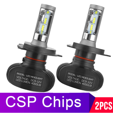 2pcs CSP Without the Fan S1 H1 H4 H7 LED luces led para auto H8 H9 H11 9005 HB3 9006 HB4 led headlight 50W 8000LM 6500K 12V ► Photo 1/6