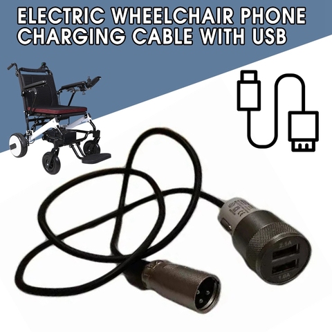 Protable Electric wheelchair phone charging cable with USB Fast Charging ► Photo 1/6