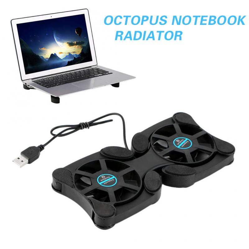 Laptop Notebook Folding Cooling Pad Twin Fans Stand USB Blue Portable Cooler 