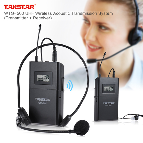 TAKSTAR WTG-500 UHF Wireless Acoustic Transmission System (Transmitter + Receiver) 100m Effective Range 6 Selectable Channels ► Photo 1/6