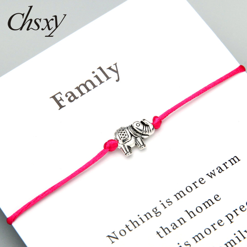 CHSXY Ancient Silver Color Elephant Wish Bracelet All-match 12 Colors Friendship Red String Thread Bracelets For Women Men Gift ► Photo 1/6
