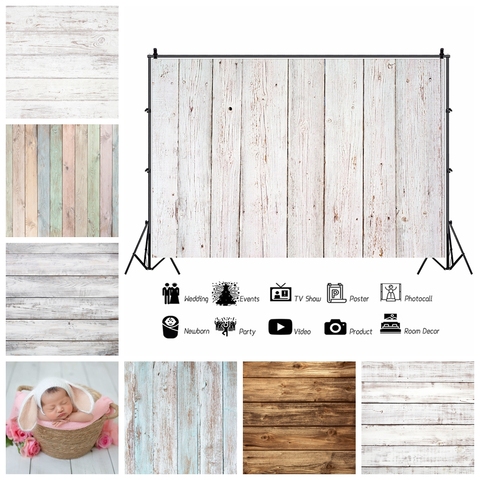 Laeacco White Wooden Board Photocall Baby Newborn Portrait Grunge Photography Backdrops Photo Backgrounds Photozone Photo Studio ► Photo 1/6