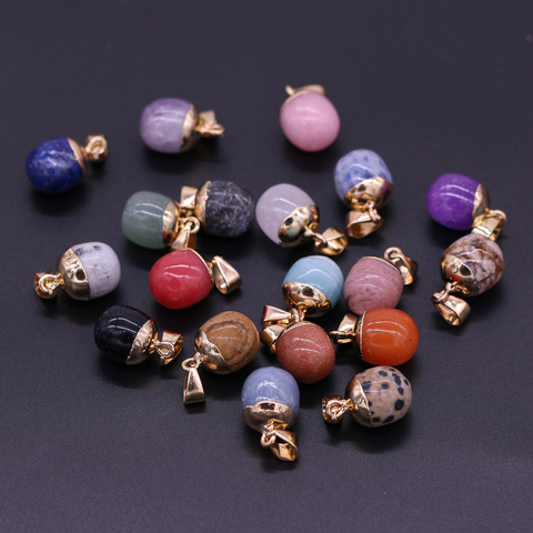 Fashion 2PC Natural Stone Rose Quartzs Pendant Charms Bean-shaped Lapis Lazuli Pendants DIY Necklace Earring Jewelry Making Gift ► Photo 1/6