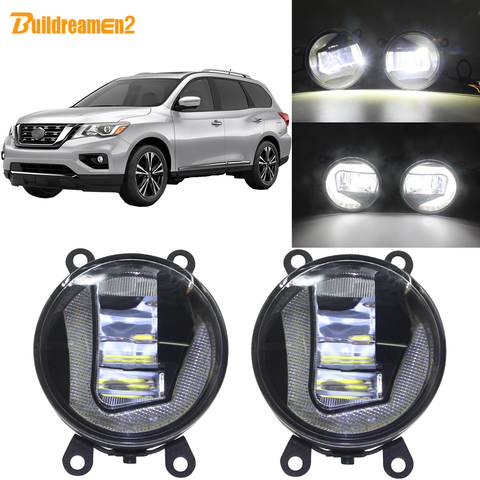 Buildreamen2 For Nissan Pathfinder R51 2005-2012 Car 90mm Round Projector LED Bulb Fog Light + Daytime Running Light DRL 12V ► Photo 1/6