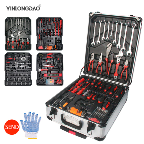 187PCS Tool Set Hand Tool Kit Aluminum Trolley Case Tool Box Set Car Repair Kit Home Tool Set ► Photo 1/6