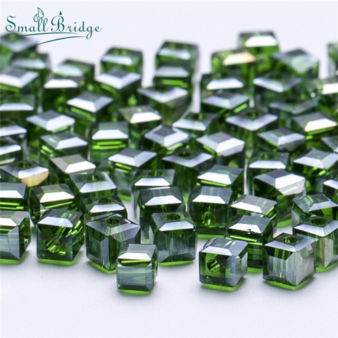 4 6mm Austria Green Faceted Square Glass Beads For Jewelry Making Diy Decoration Transparent Loose Crystal Cube Bead Wholesale ► Photo 1/6