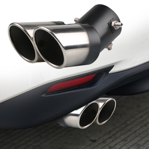 Interface 63mm Single/Dual Outlet Universal Car Exhaust Tip Stainless Steel Auto Muffler Tail Pipe Car Accessories for 1.5L-2.2L ► Photo 1/6
