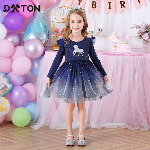 DXTON New Girls Dresses Unicorn Clothes Winter Long Sleeve Dress For Children 2022 Christmas Party Dress For Girl Kids Costumes ► Photo 1/6