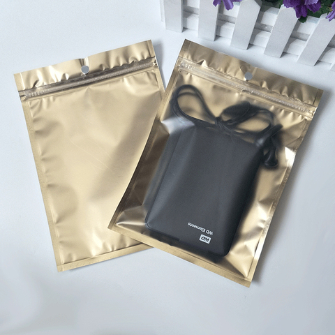 50Pcs Gold Aluminized Film Storage Bag Package Case Reclosable Zipper Ziplock Pack Bag Data Cable Packaging Bag ► Photo 1/6