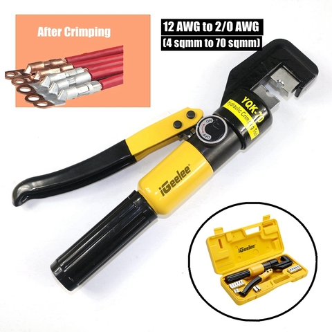 iGeelee YQK-70 6T Hydraulic Crimping Tool Kit w/ 8 Dies+Carry Case for Wire Lug Cable 4-70mm ► Photo 1/6