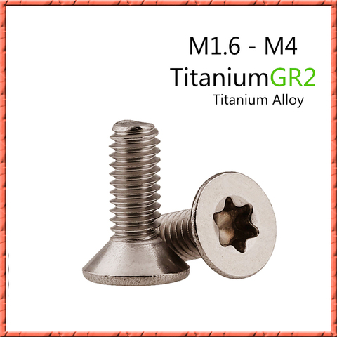 50pcs/lot ISO14581 Pure Titanium GR2 countersunk head torx screw titanium blossom six-lobe screw M1.6/M2/M2.5/M3/M4/M5*3-20 ► Photo 1/6