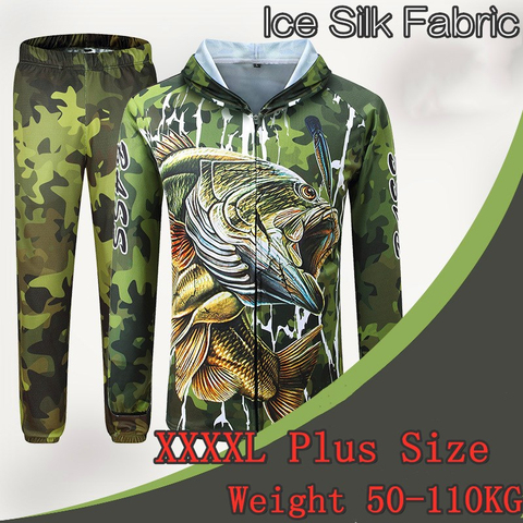 Summer Outdoor Ice Silk Fishing Clothing Anti-UV Thin Breathable Quick Dry Sunscreen Shirt Mens Fishing Clothes Tops Pants Suit ► Photo 1/6