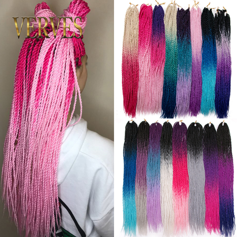 VERVES 24 inch Ombre Senegalese Twist Hair extensions Crochet braids 30 Roots/pack Synthetic Braiding Hair for Women grey,bonde ► Photo 1/6