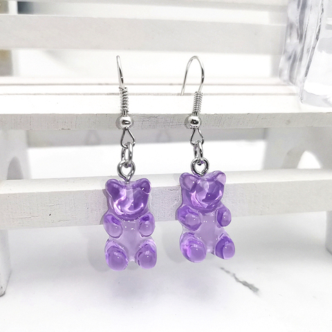 1 Pair of Cute Resin Resin Gummy Bear Earrings Women's 33 Colors Candy Color Animal Bear Earrings Girl Jewelry Gift Pendant ► Photo 1/6