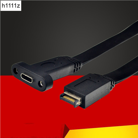 50cm USB 3.1 Front Panel Header Type-E to USB-C Type C Female Connector Extension Wire Cable With Panel Mount Bracket Screws NEW ► Photo 1/6