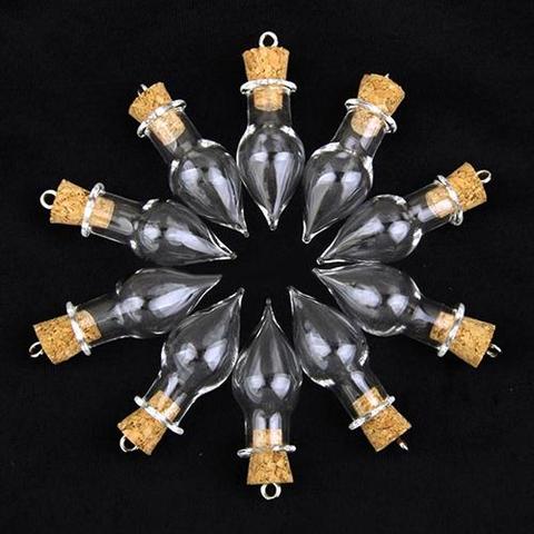 10 Pcs Tear Drop Glass Bottles with Cork Top DIY Pendants handmade Wishing Bottles Jars DIY Necklace Jewelry Accessory Gift ► Photo 1/6