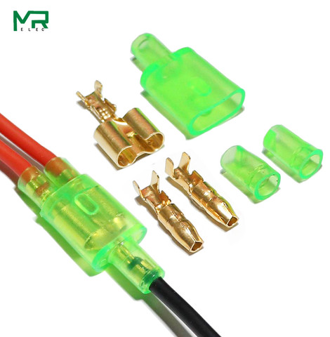 10/20/50sets 4.0 bullet terminal car electrical wire connector diameter 4mm Male + Female 1 : 2 Green ► Photo 1/6
