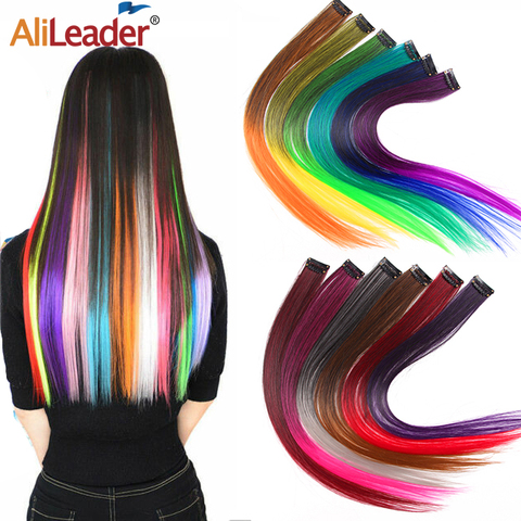 Alileader Clip On Hair Extension 57Color Ombre Straight Hair Extension Clip In Hairpieces High Temperature Faber Hair Pieces ► Photo 1/6
