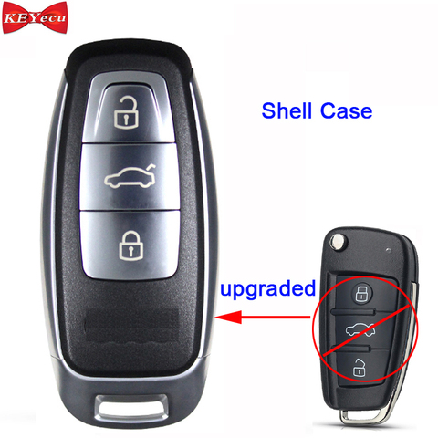 KEYECU for Audi A3 A4 A6 A8 Q2 Q3 Q5 Q7 R3 RS3 RS5 TT Upgraded Remote Key Shell Case Fob 3 Buttons ► Photo 1/6