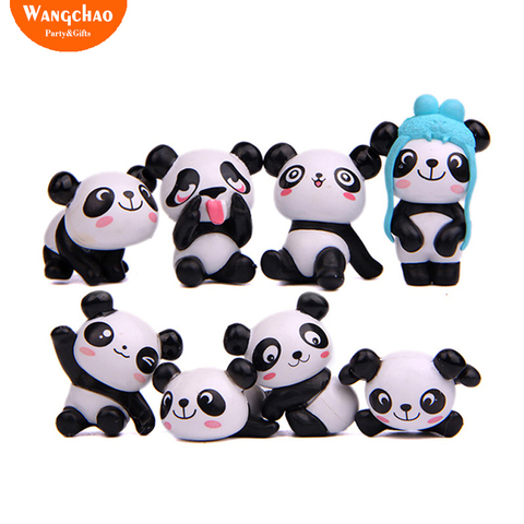 8pcs/lot Kawaii Resin Panda Kids Happy Birthday Party Supplies Home DIY Decoration Room Table Garden Decora Photo Props ► Photo 1/6