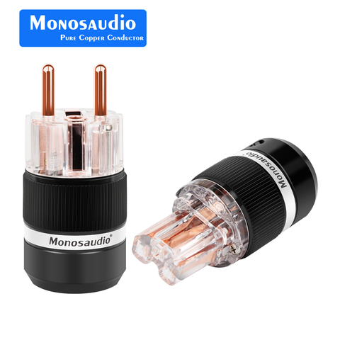 Monosaudio E101/F101 Transparent 99.998% Pure Copper EUR Schuko Hifi audio Power Cord Cable Power Plug IEC Female Connector ► Photo 1/6