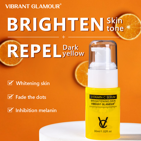 VIBRANT GLAMOUR Vitamin C Face Serum Moisturizing Whitening Brighten Anti-Aging Anti-Wrinkle Fades Fine Lines Facial Skin Care ► Photo 1/6