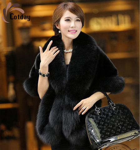 Cotday Fox Fur Rabbit Fur Coat Cape Coat Looks 2022 New Thin Mink Fur Women Autumn And Winter Fur Like Shawl Short Fur Coat ► Photo 1/5