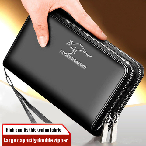 men's leather wallet Large Capacity billeteras para hombre Double Zipper Men Clutch Bag  portafoglio uomo Male Business Wallet ► Photo 1/6