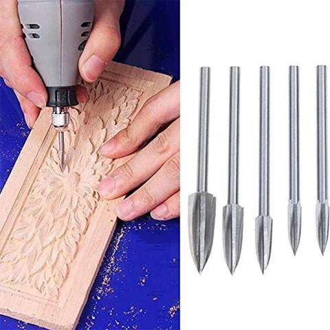 5 PCS Wood Carving Drill Bit Engraving Drill Bit Set Steel Solid Carbide Grinding Burr For Woodworking Drilling Carving Engravin ► Photo 1/6