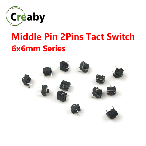 Middle Pin 2pins Tactile Switch MomentaryTact Mini Push Button Switch 6x64.3/5/6/7mm 6*6*4.3mm 5mm 6mm 7mm 10PCS ► Photo 1/6