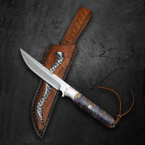 Free shipping Damascus steel kitchen knife Camping Hunting Tactical Survival Knife Fixed Blade wood Handle Sharp Edge ► Photo 1/6