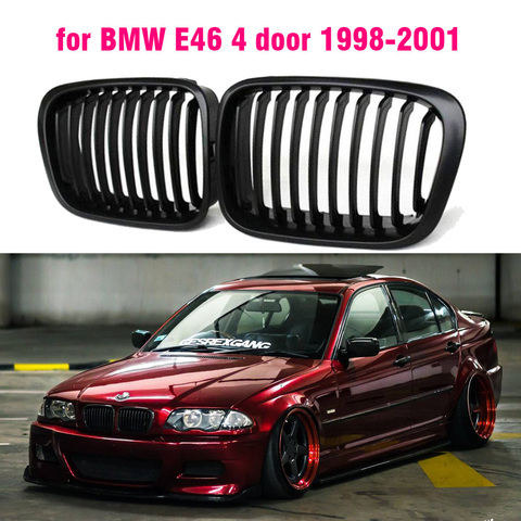 Gloss black Front Kidney Grille Slat Style Grill for For BMW E46 4 door 1998 1999 2000 2001 Car styling ► Photo 1/4