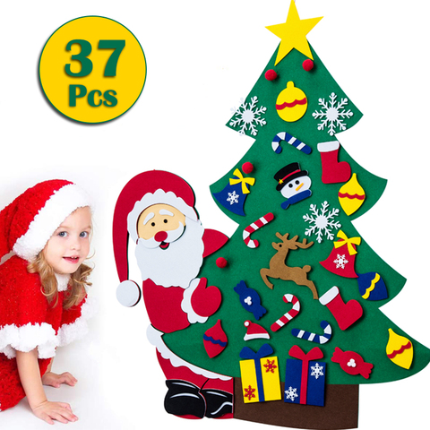 DIY Felt Christmas Tree 37PCS Ornament Wall Hanging Navidad  2022 Xmas Kid Gifts Party Supplies Christmas Decoration For Home ► Photo 1/6