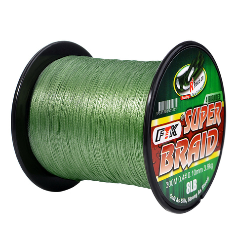 FTK 300m 500m PE Fishing Line 4 Strands Braided Fishing Line 0.10mm-0.40mm 0.4-6.0# Code 8-60LB PE Multifilament Fishing Line ► Photo 1/6