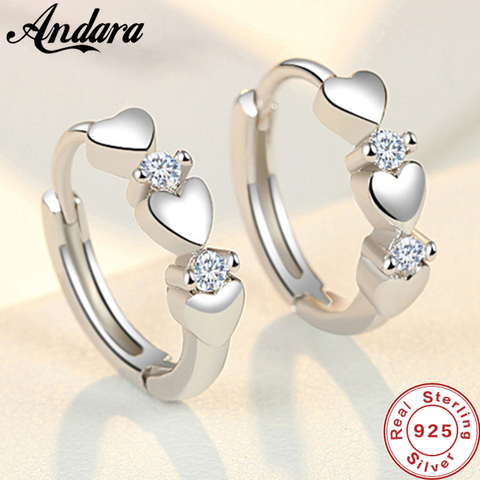 Fashion 925 Sterling Silver Earrings Heart Zircon Small Earrings For Women Jewelry Gifts ► Photo 1/6