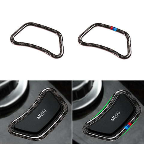 Car Styling Real Carbon Fiber Interior Center Control MENU Button Frame Cover Trim For BMW 5 Series E60 E61 2004 2005 2006 -2010 ► Photo 1/4