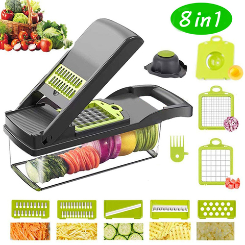 8In1 Multifunction Vegetable Cutter Kitchen Gadgets Potato Slicer Carrot Grater Accessories Kitchen Tool Steel Blade овощерезка ► Photo 1/6