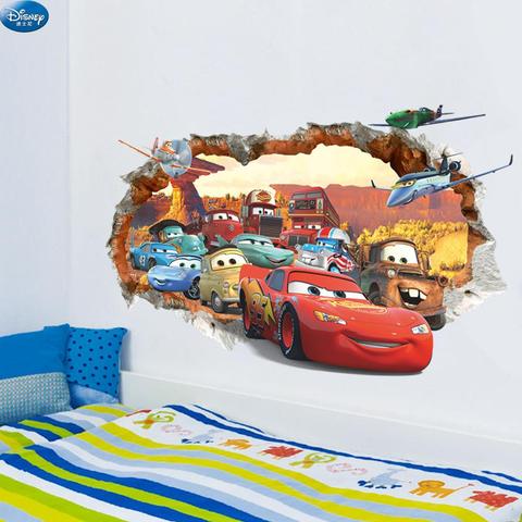 Cartoon Mcqueen Cars 3D Wall Stickers for Kids Room Boys Fake Window PVC Wallpaper Murals Sticker Decals Room Decoration Nursery ► Photo 1/6