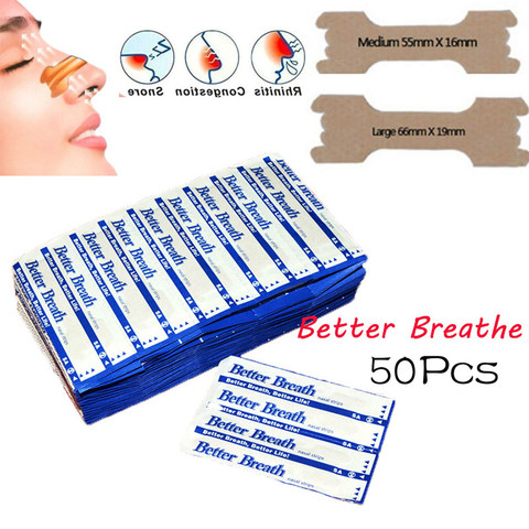 50 Pcs Breathe Nasal Strips Right Way Stop Snoring Anti Snoring Strips Easier Better Breathe Health Care ► Photo 1/6
