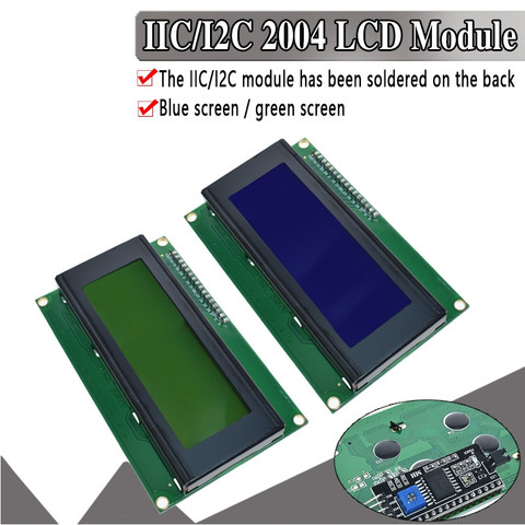 EQV IIC/I2C/TWI 2004 Serial Blue Green Backlight LCD Module for Arduino UNO R3 MEGA2560 20 X 4 LCD2004 ► Photo 1/6