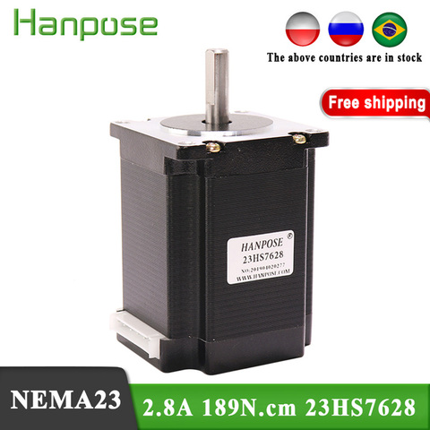 Free shipping 1PCS Nema23 Stepper Motor 2.8A 189N.cm 4-lead  23HS7628 motor For 3D Printer Monitor Equipment ► Photo 1/6