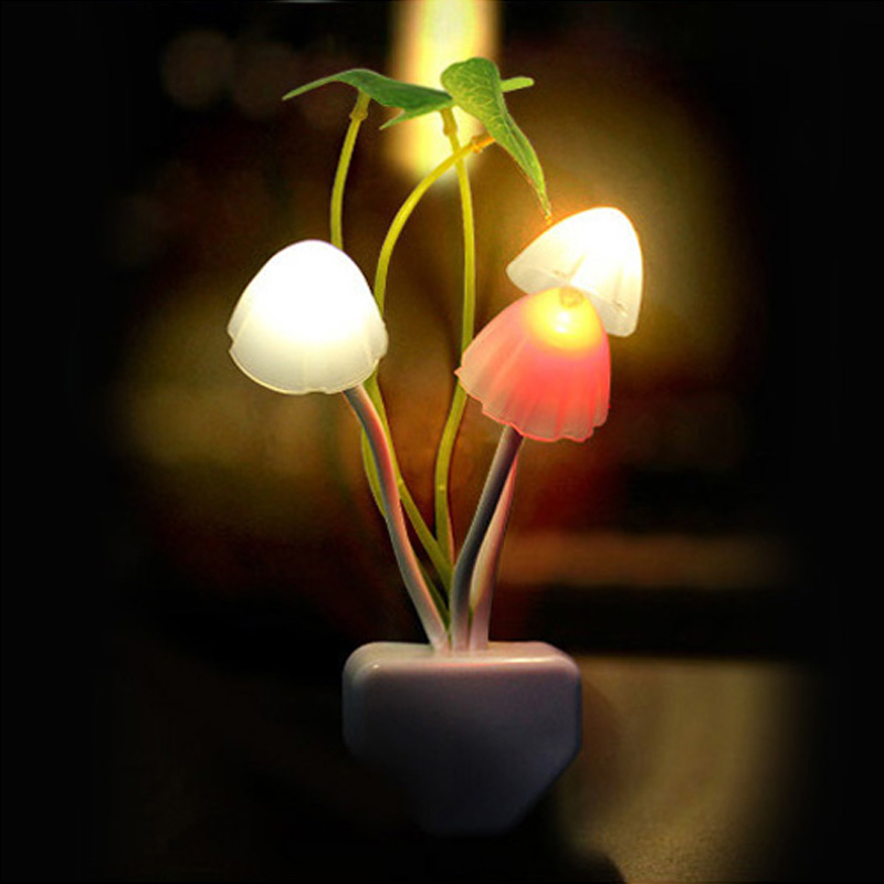 Multicolor LED Mushroom Plug In Night Light with Sensor Kids Sweet Dreams EU/US 