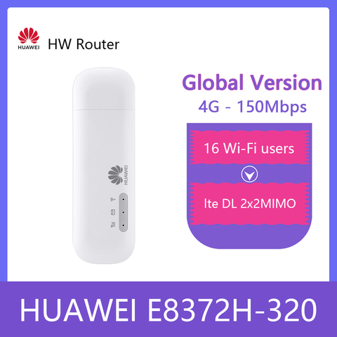 Unlocked HUAWEI E8372h-320 4G LTE USB Modem 150mbps Mobile WIFI Hotspot with SIM card FDD 700 800 850 900 1800 2100 2600MHz ► Photo 1/6