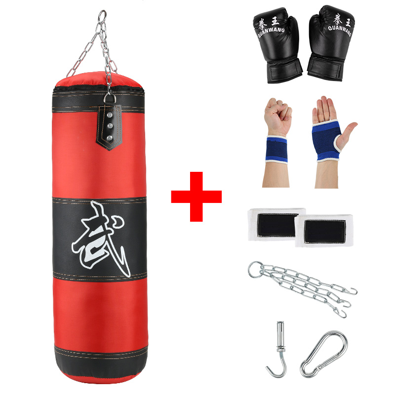 80cm Heavy Boxing Punching Bag Training Gloves Set Kicking MMA Workout Empty 