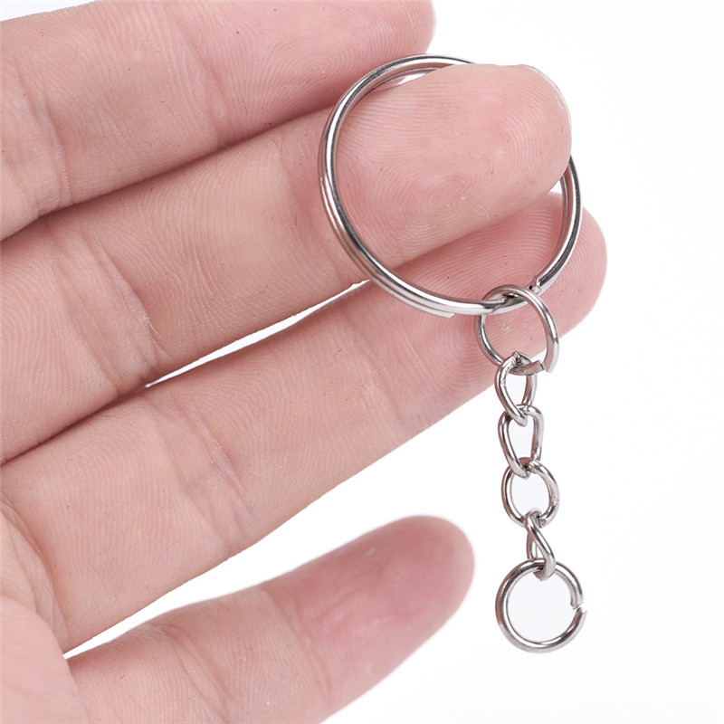 50pcs Wholesale DIY Gold Keyring Keychain Split Ring w.Chain Key 25mm 