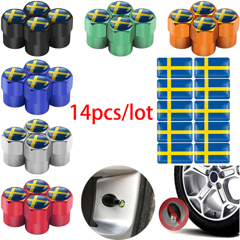 4pcs Car Styling Sweden Flag Emblem Wheel Tire Valves Tyre Air Caps Case for Volvo V70 XC60 S60 V60 V40 decoration Accessories ► Photo 1/6