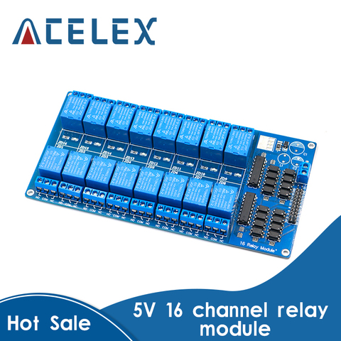 5V 16 Channel Relay Module for arduino ARM PIC AVR DSP Electronic Relay Plate Belt optocoupler isolation ► Photo 1/6