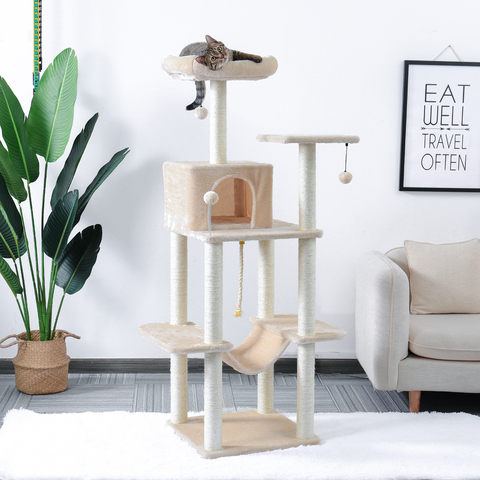 Cat Tree Furniture Tower Climb Activity Tree Scratcher Play House Kitty Tower Furniture Pet Play House ► Photo 1/6