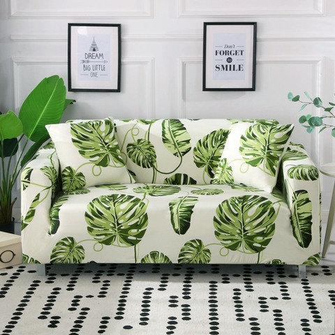 Green Leaf Sofa Cover Cotton Set Elastic Couch Cover Sofa Covers for Living Room Pets cubre sofa Sofa Towel 1/2/3/4-Seater 1PC ► Photo 1/6